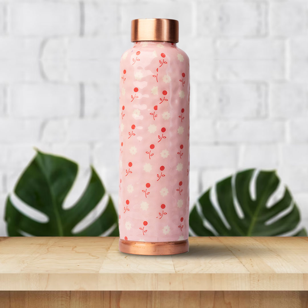 Pastel Pink Sapling | 100% Pure Copper Bottle|950 ml | Peacoy