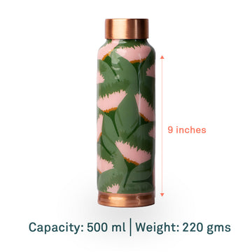 Pink China Rose | 100% Pure Copper Bottle| 500 ml | Peacoy