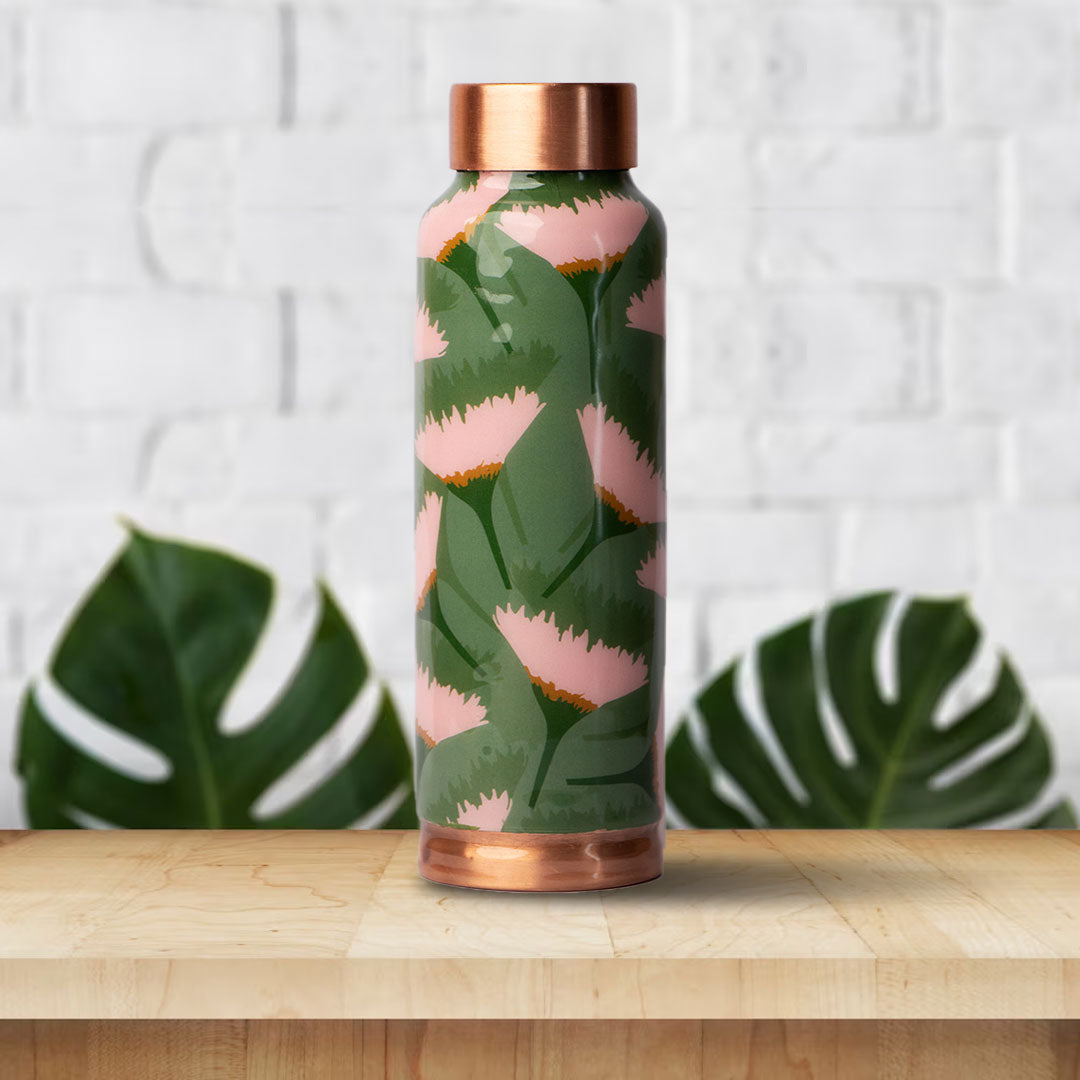 Pink China Rose | 100% Pure Copper Bottle| 500 ml | Peacoy