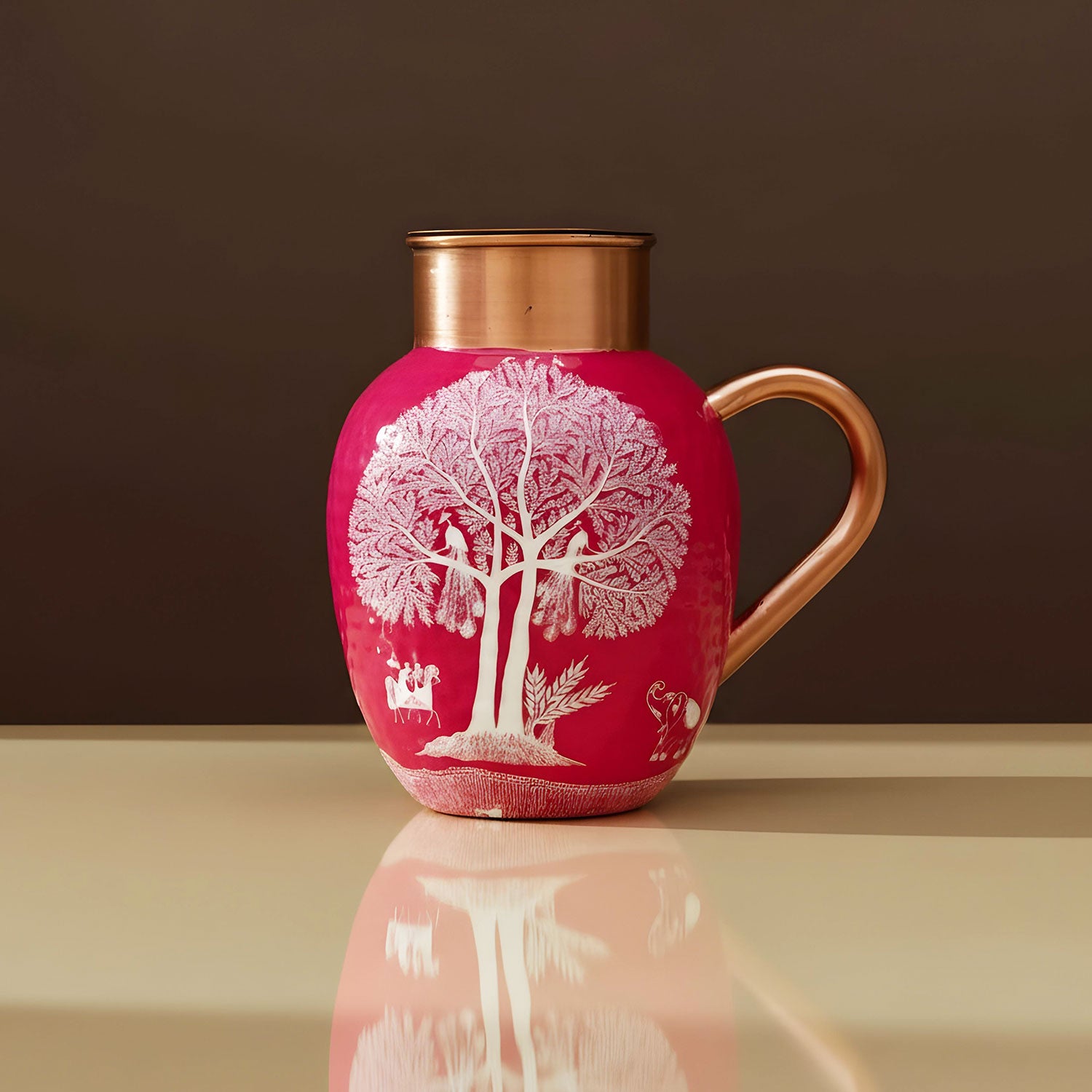 Pink Tree Pure Copper Jug & Glass Set
