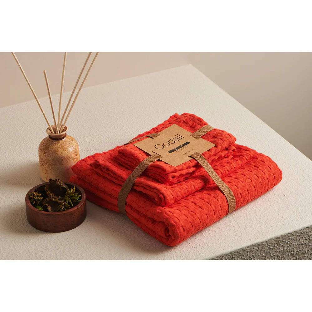 Pixel Cotton Waffle Bath Set