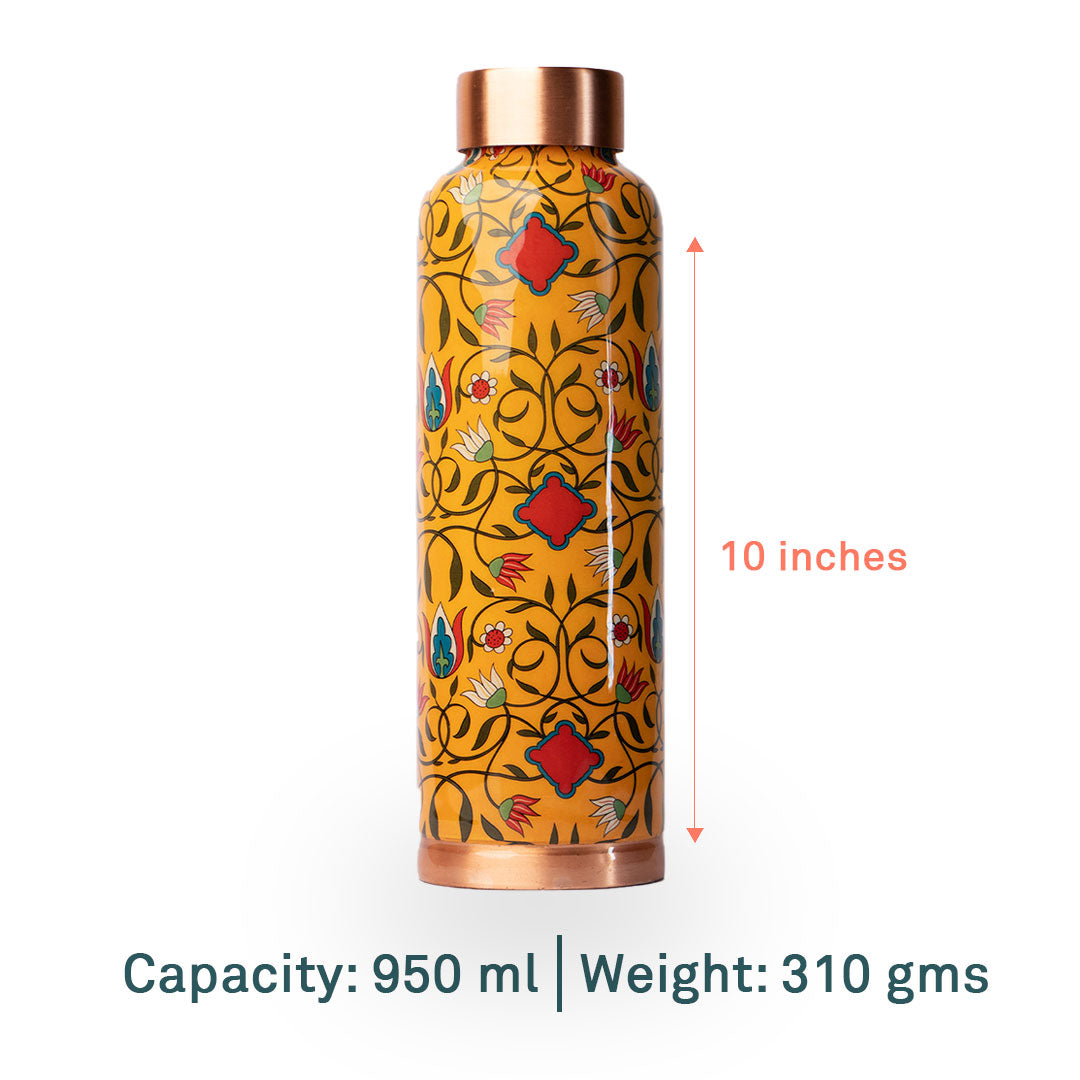 The Jaal Mustrad Ornate| 100% Pure Copper Bottle|1000 ml | Peacoy