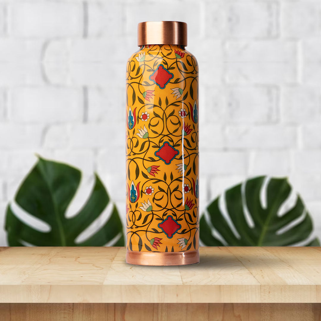 The Jaal Mustrad Ornate| 100% Pure Copper Bottle|1000 ml | Peacoy