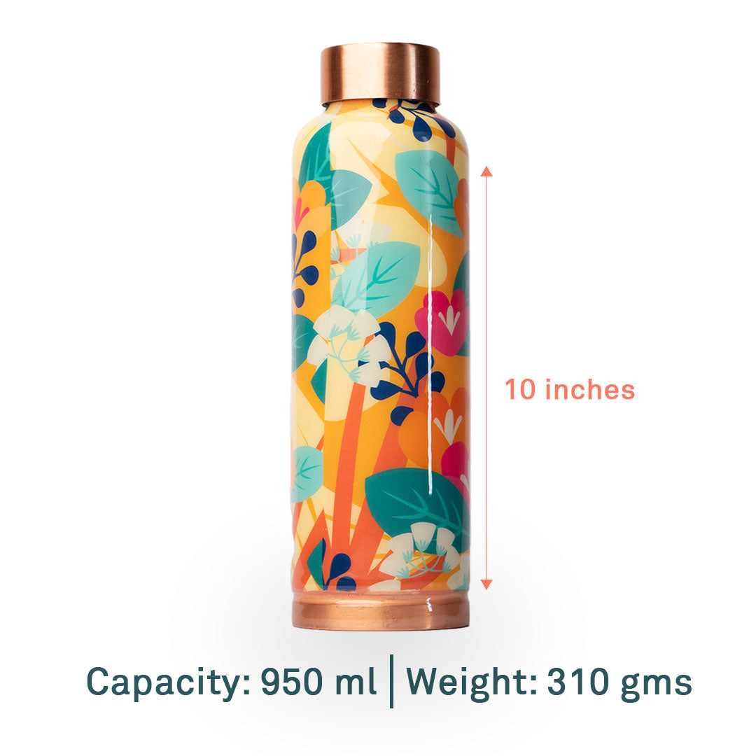 Turquoise Base Abstract Printed | 100% Pure Copper Bottle|950 ml | Peacoy