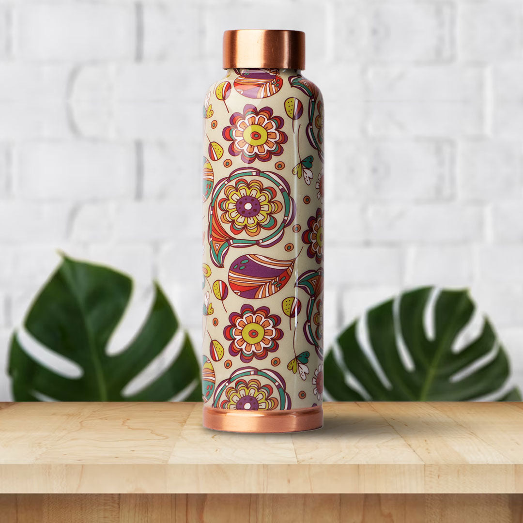 Vintage Flora | 100% Pure Copper Bottle|1000 ml | Peacoy