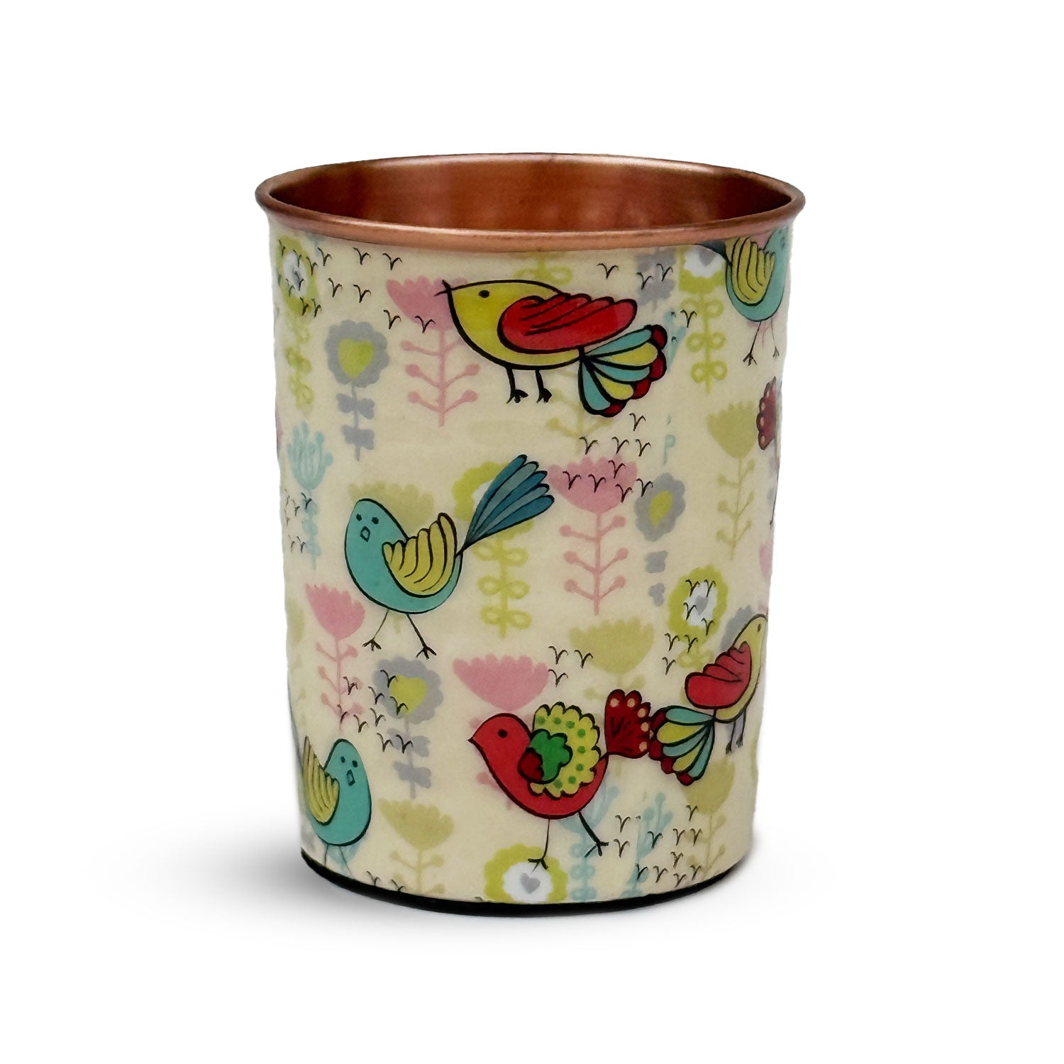 White Birds Pure Copper Jug & Glass Set