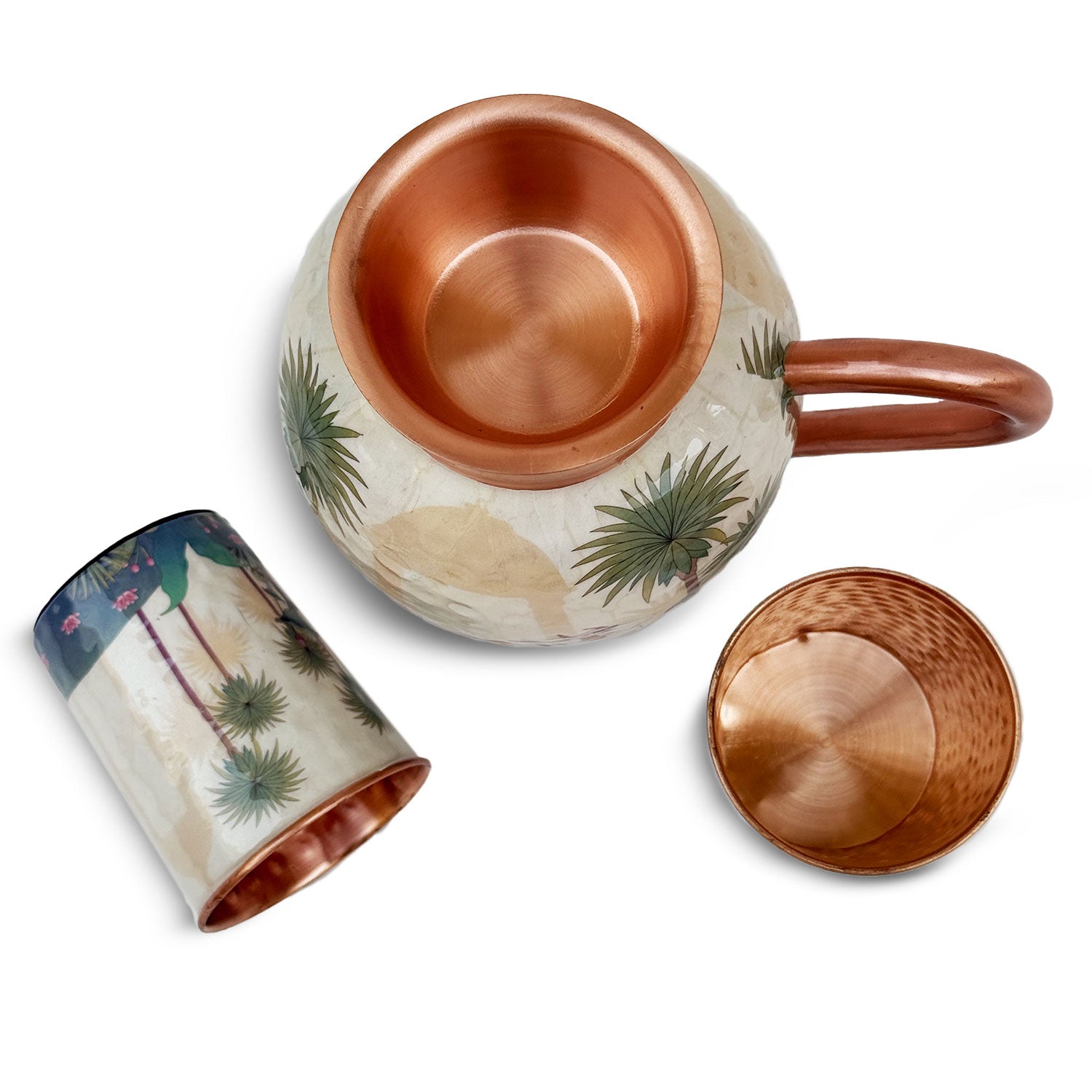 White & Blue Cow Pure Copper Jug & Glass Set