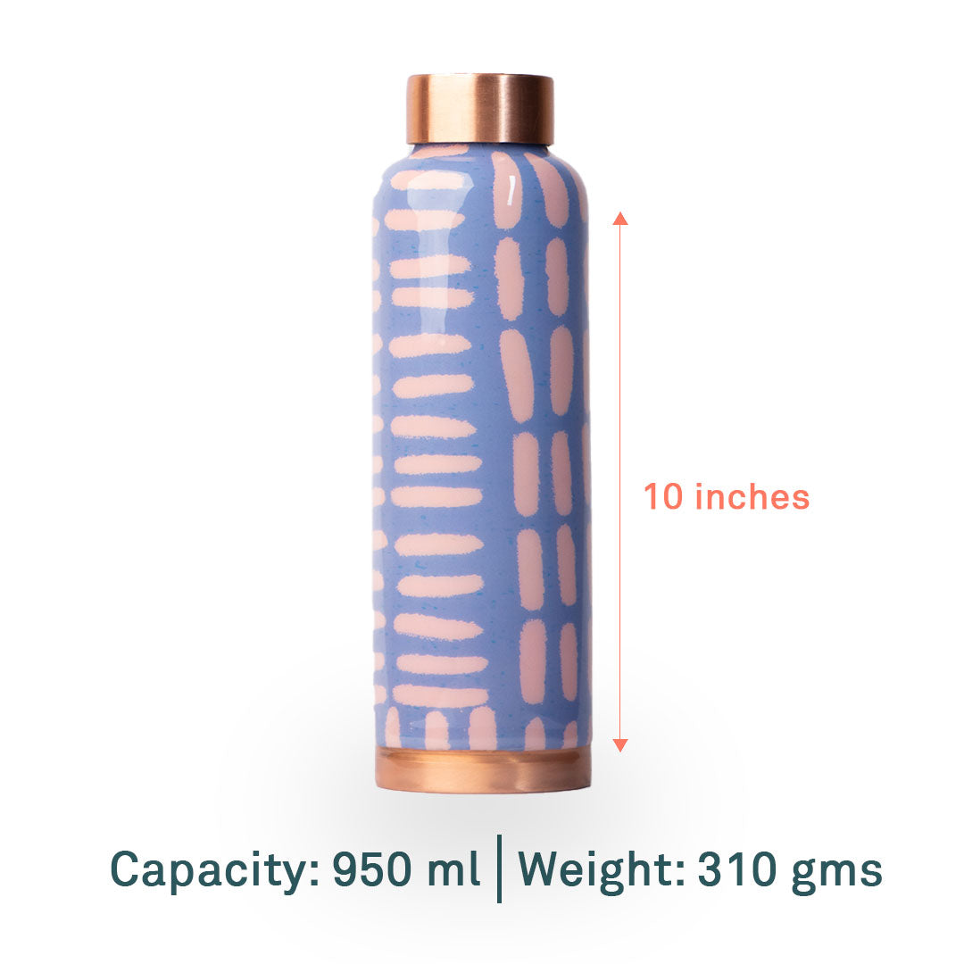 Geometric Blue Boho | 100% Pure Copper Bottle|950 ml | Peacoy