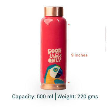 Good VIbes Only | 100% Pure Copper Bottle|500 ml | Peacoy
