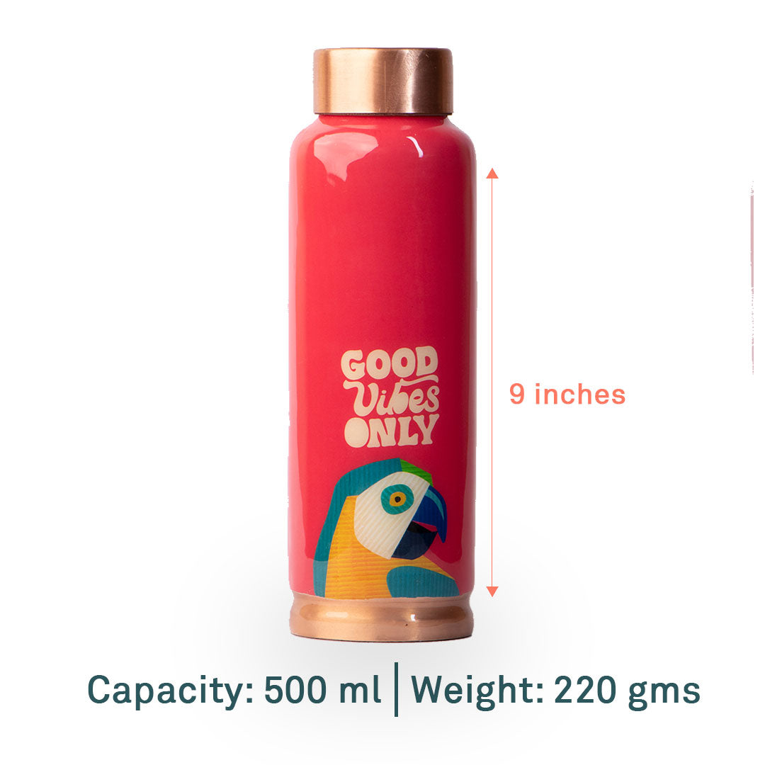 Good VIbes Only | 100% Pure Copper Bottle|500 ml | Peacoy