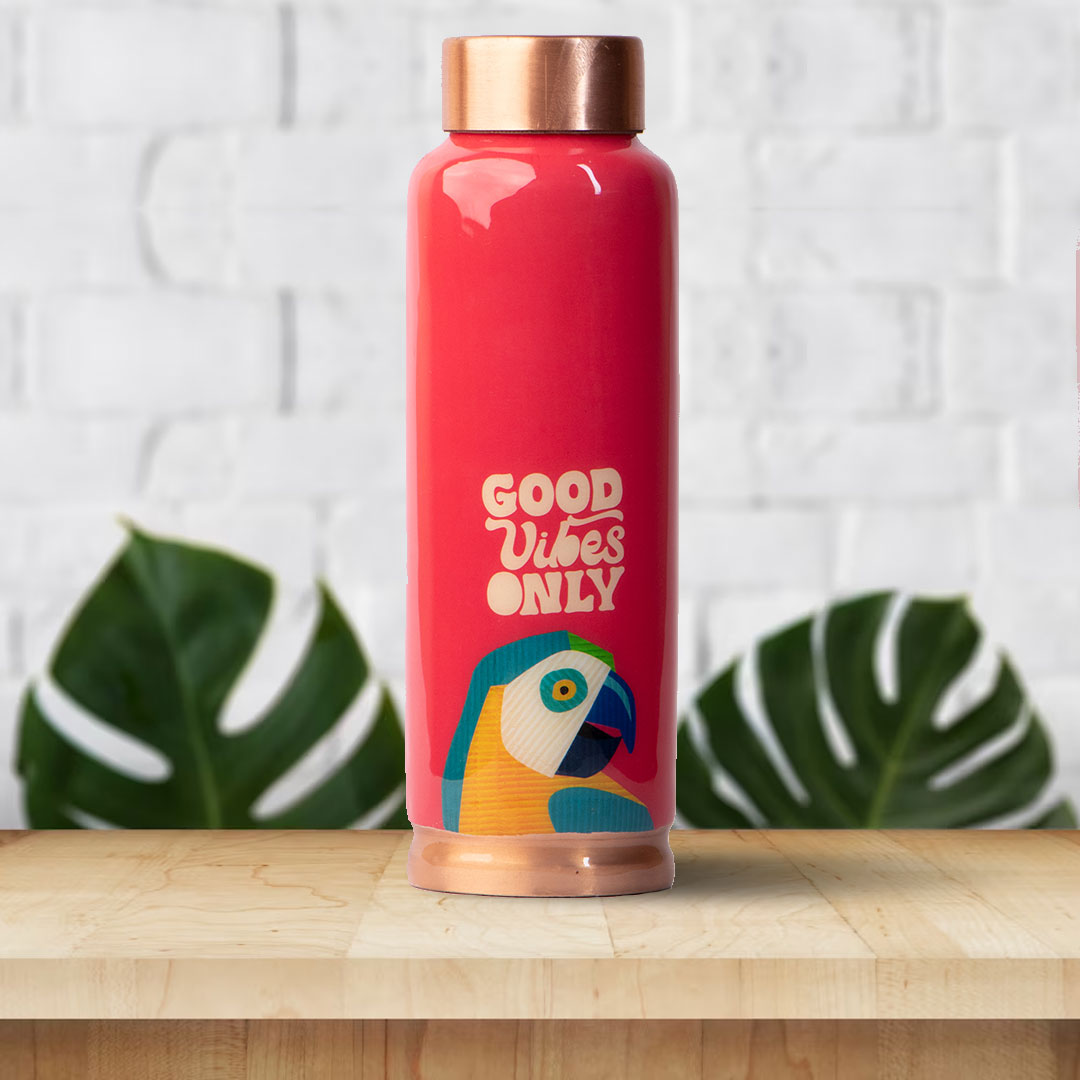 Good VIbes Only | 100% Pure Copper Bottle|500 ml | Peacoy