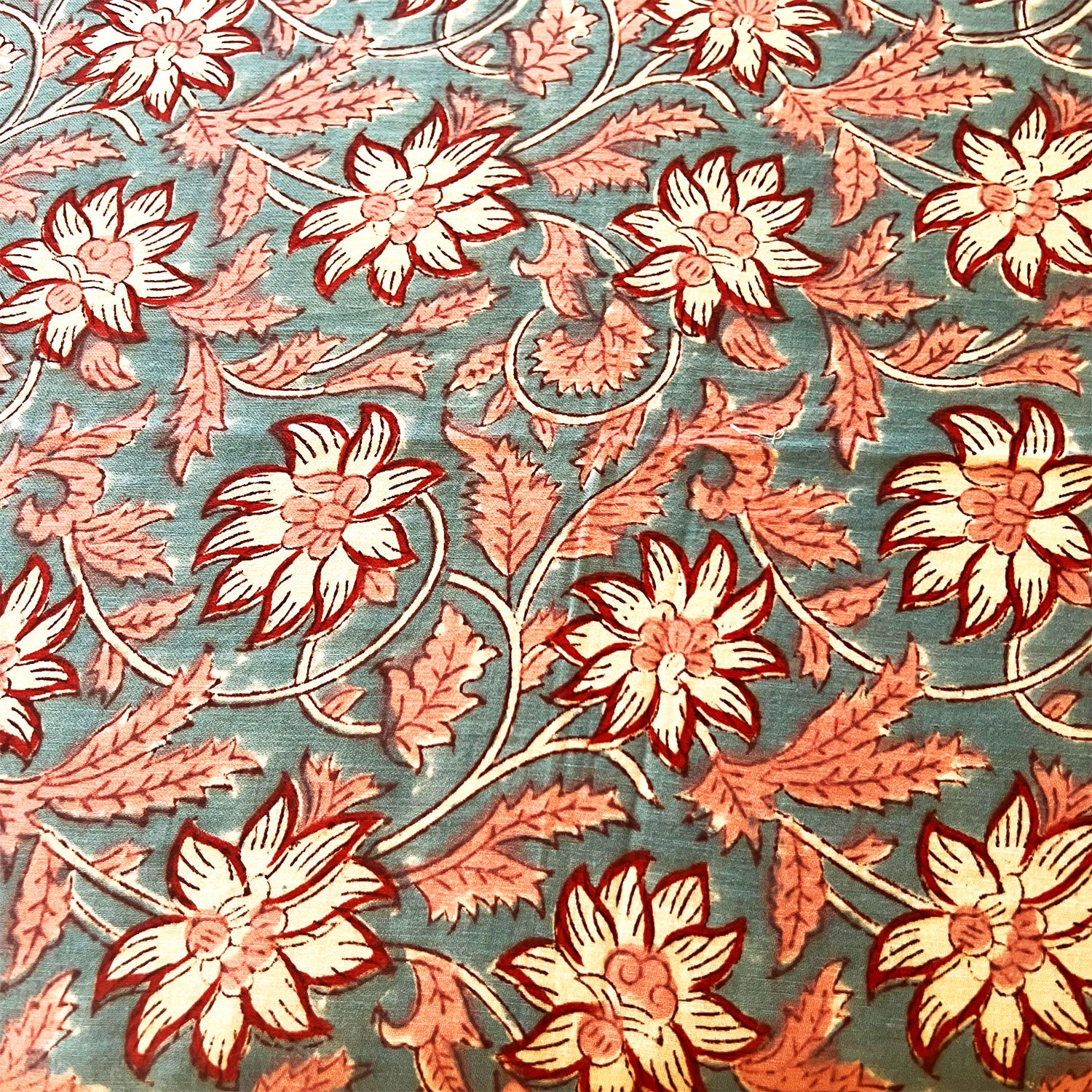 Black Floral Mued Floral Daily Block Printed Cotton Double Bedsheet Set With 2 Pillow Covers - 108 inches x 108 inches