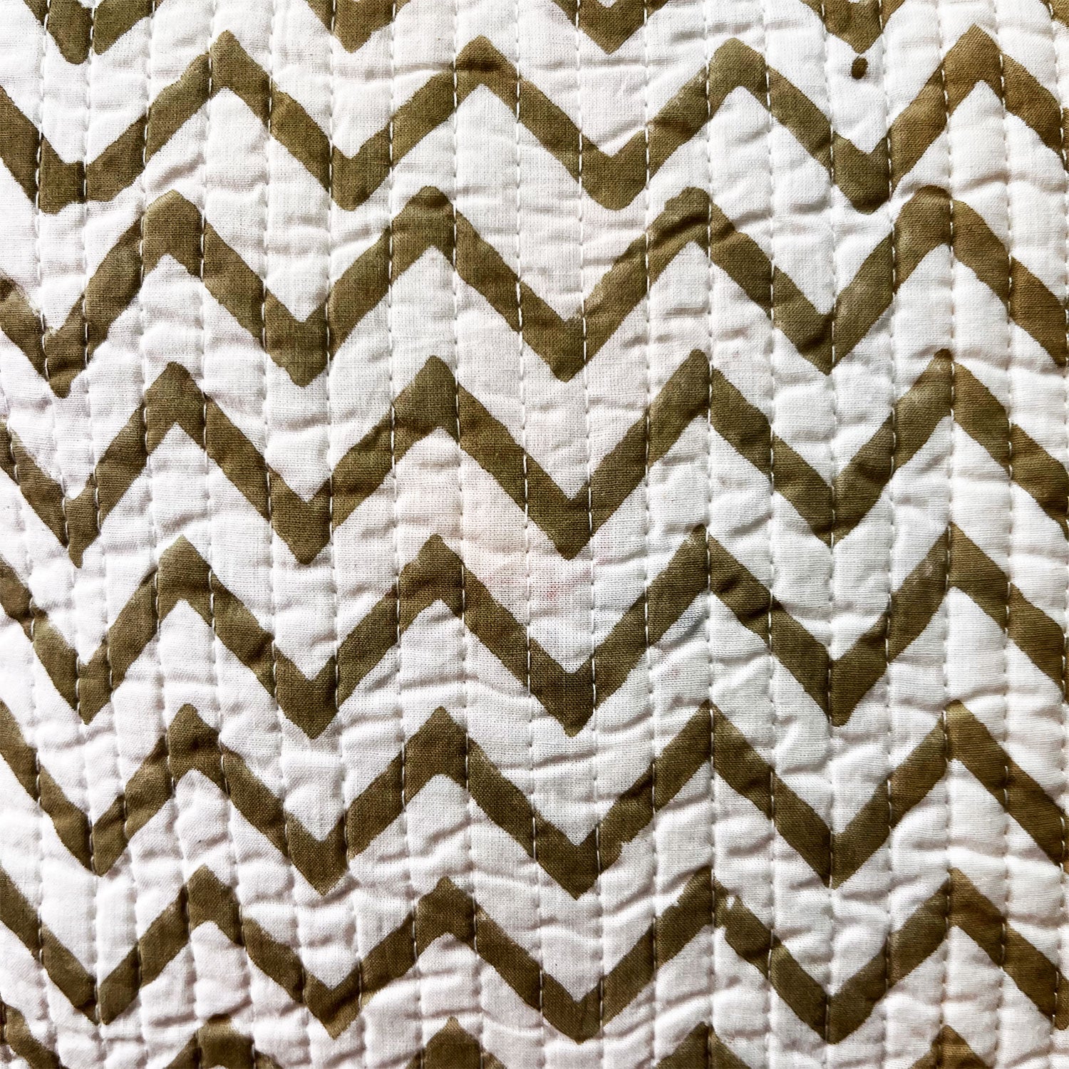 Muted Green Quilted Cotton Cushion Cover - 16 x 16 inches