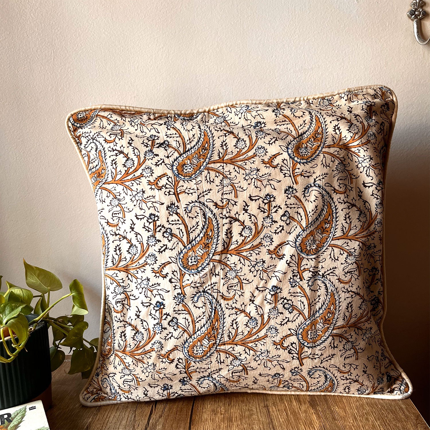 Paisely Cotton Cushion Cover - 16 x 16 inches