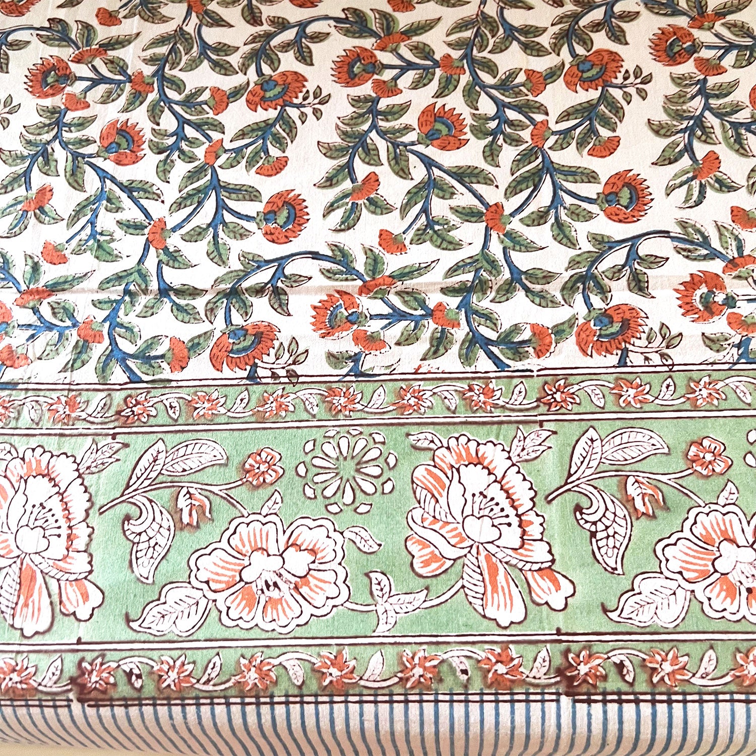 Jaal Pattern Floral Block Printed Cotton Double Bedsheet Set With 2 Pillow Covers - 108 inches x 108 inches