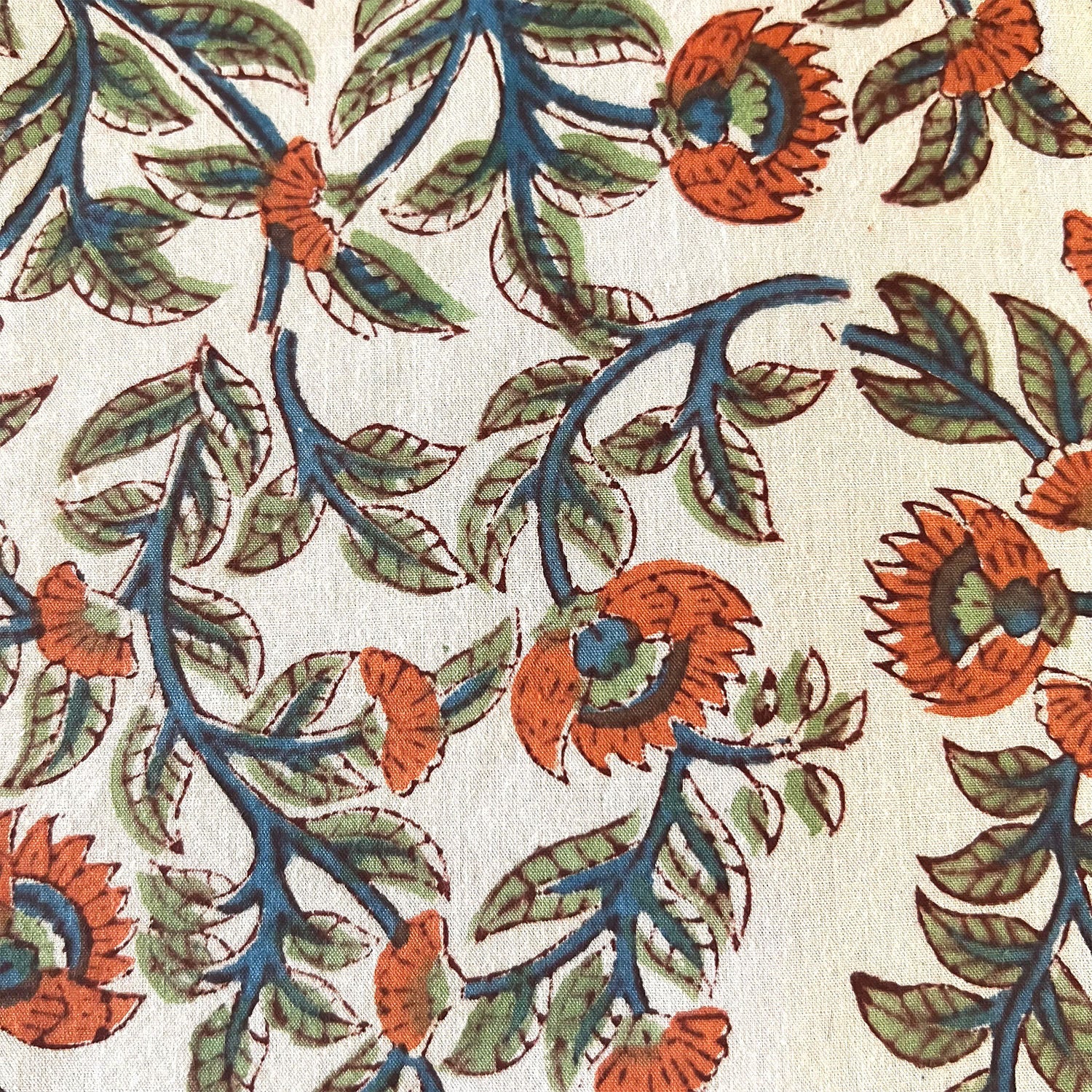 Jaal Pattern Floral Block Printed Cotton Double Bedsheet Set With 2 Pillow Covers - 108 inches x 108 inches