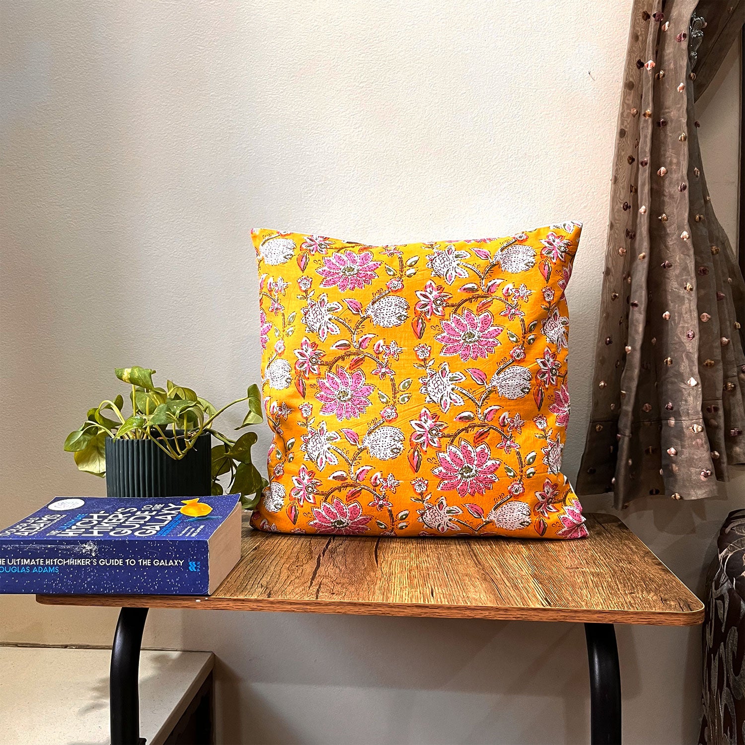 Bright Florals  Cotton Cushion Cover - 16 x 16 inches