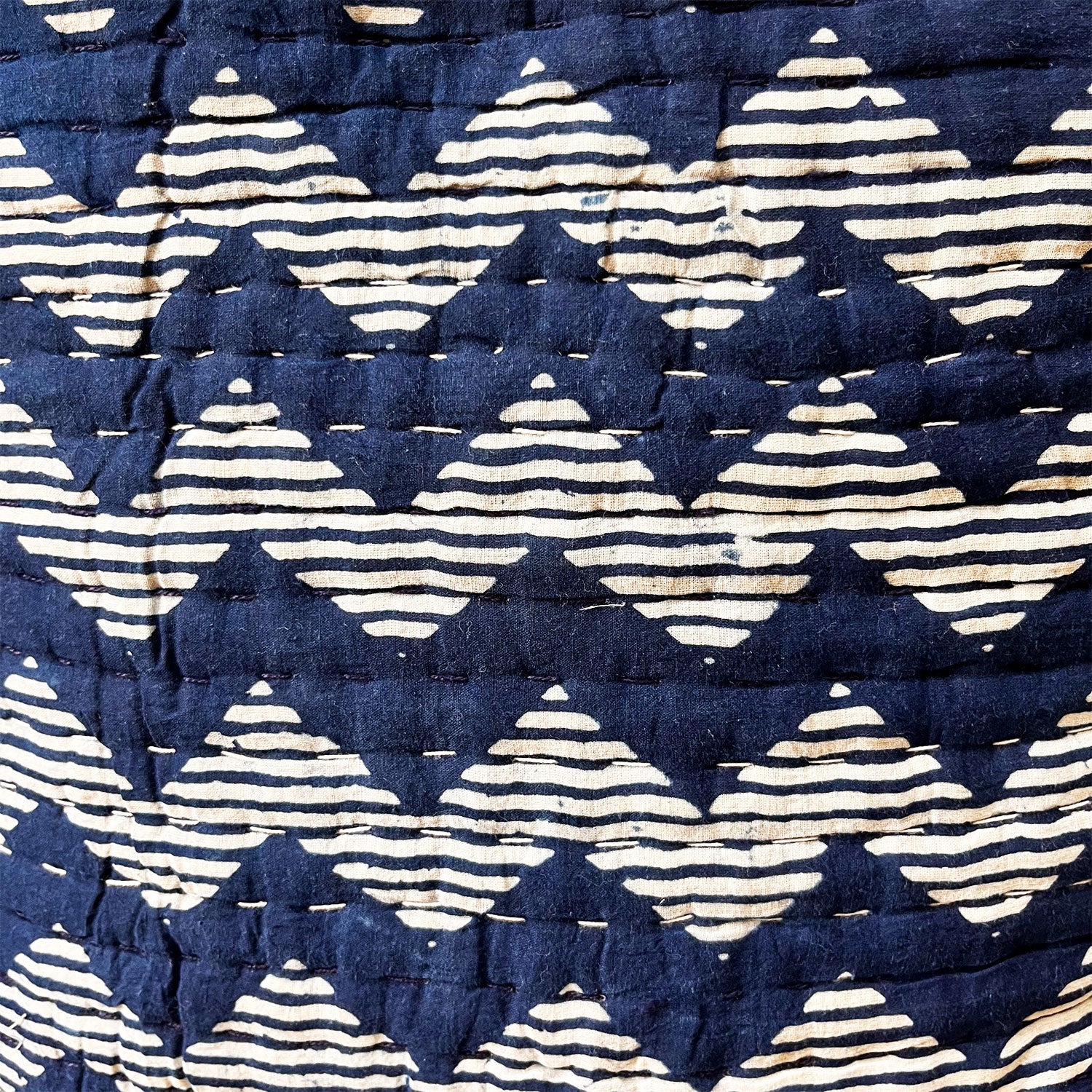 Bule Zig Zag Cotton Cushion Cover - 16 x 16 inches