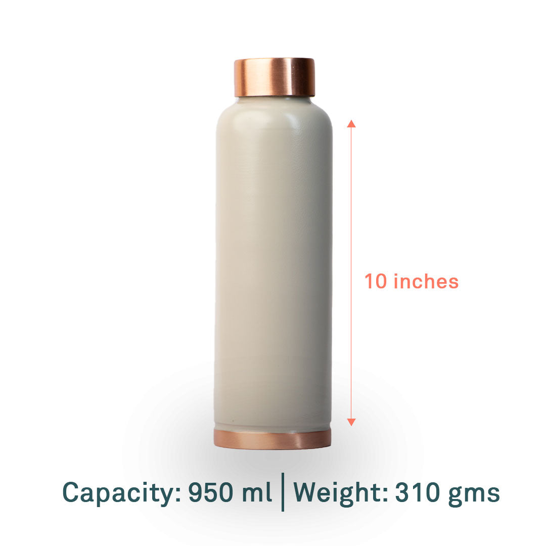 Matte Powder Finish grey  | 100% Pure Copper Bottle | 950 ml | Peacoy