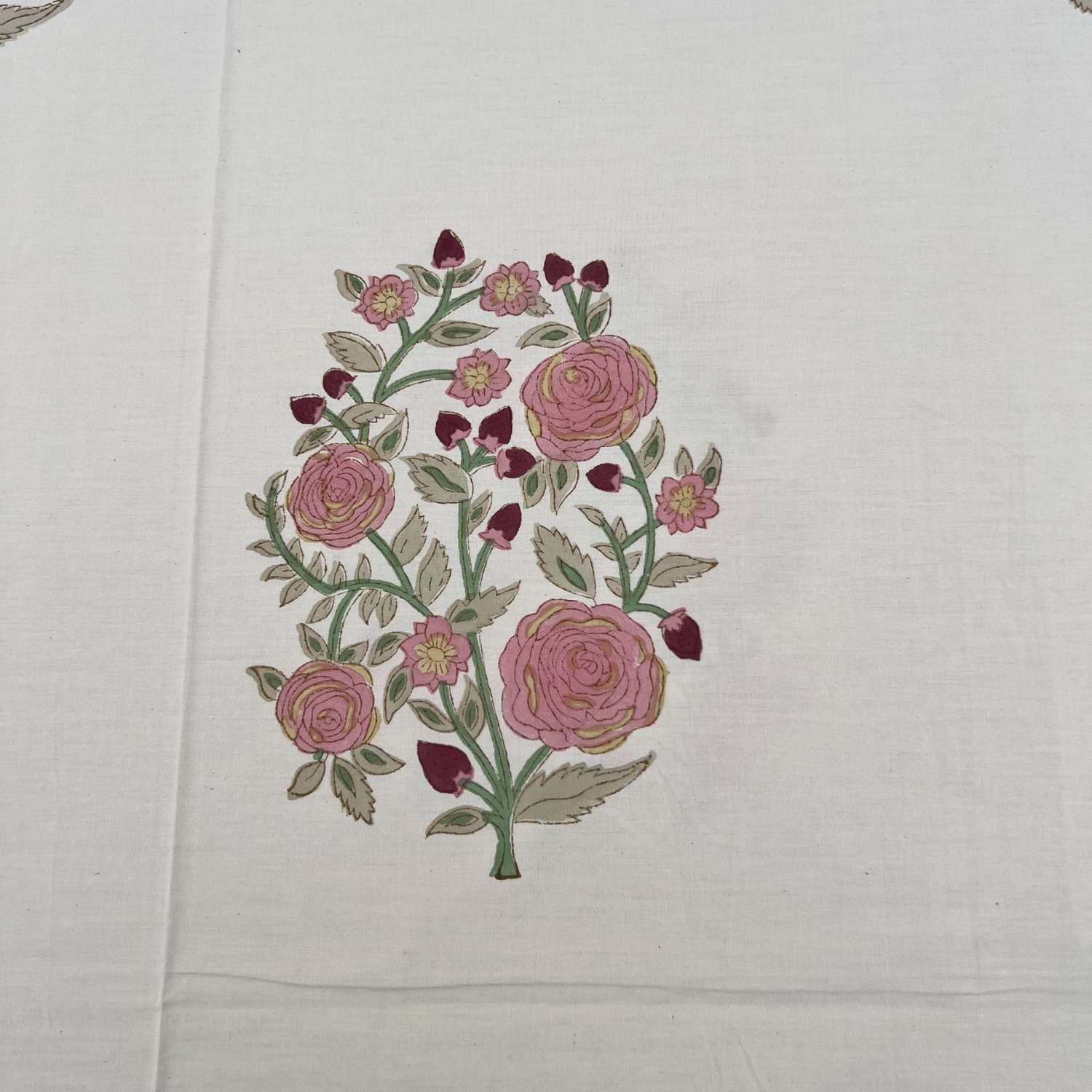 Queen Size 90 X 100 Inches  Pink Green Jaipur Bedsheet