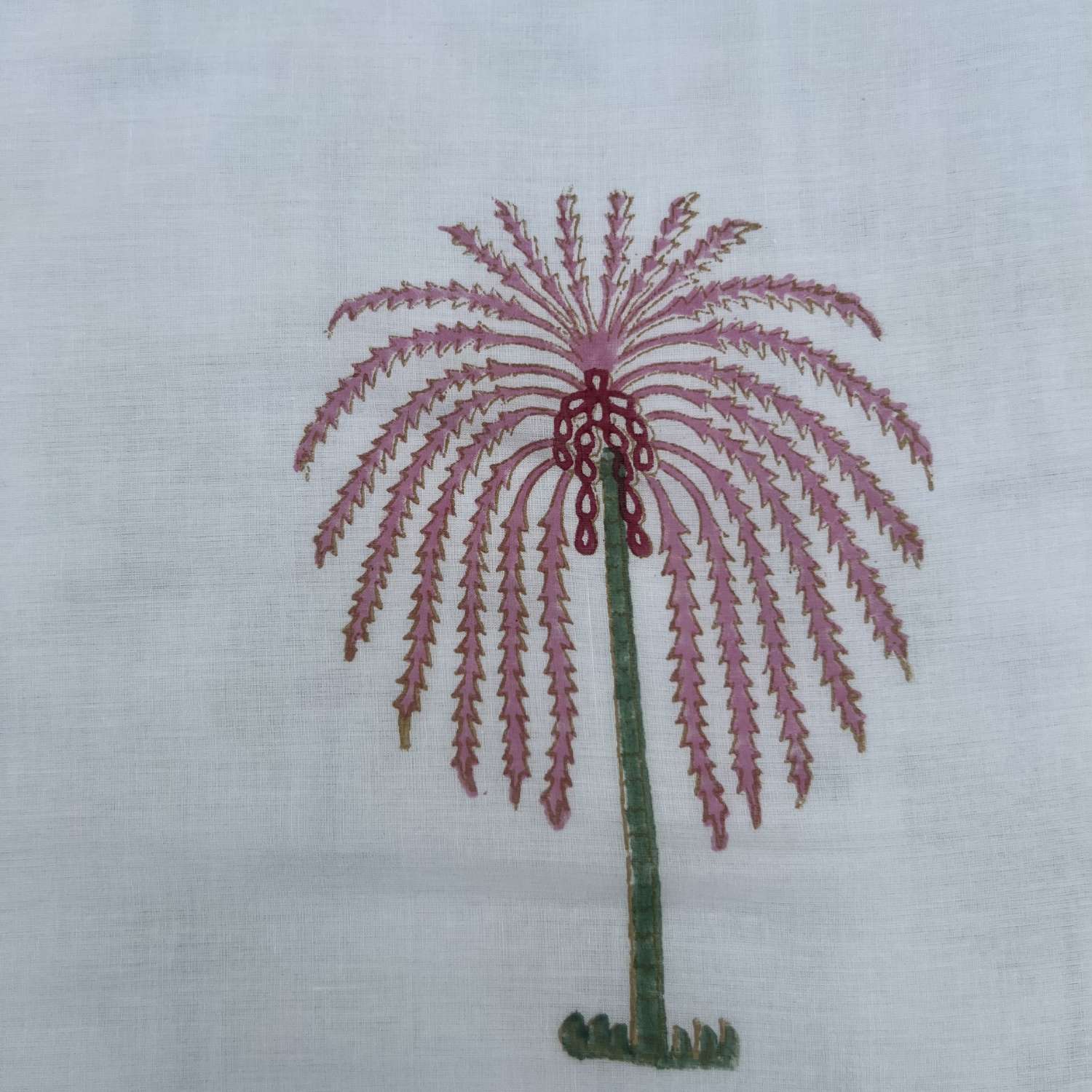 Single Dohar Quilt 60 x 90 cm – White Green Red Palm Tree Motif