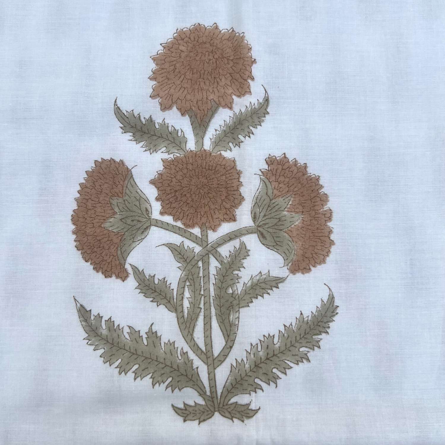 Single Dohar Quilt 60 x 90 cm – White Brown Pine Tree Motif