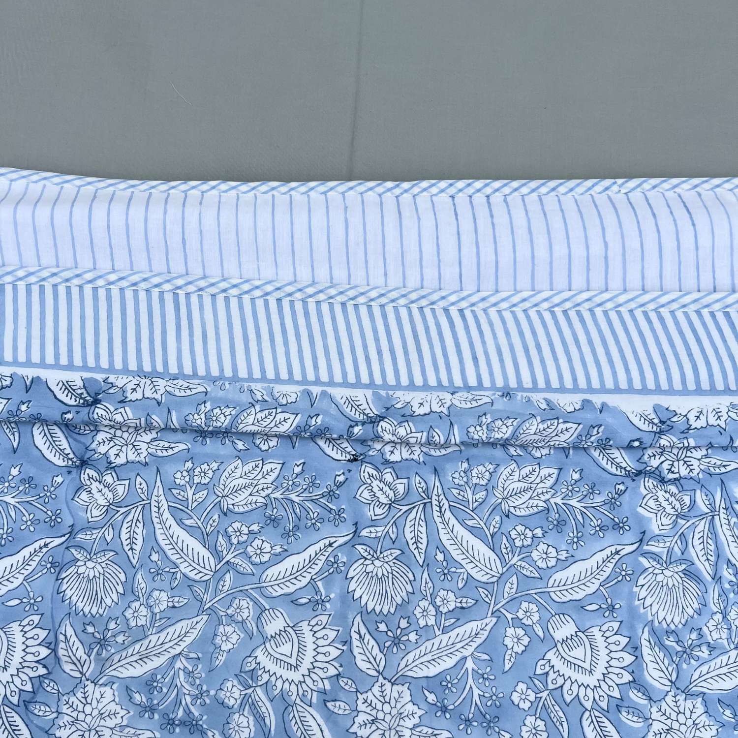 Single Dohar Quilt 60 x 90 cm –Soft Blue Floral Motif