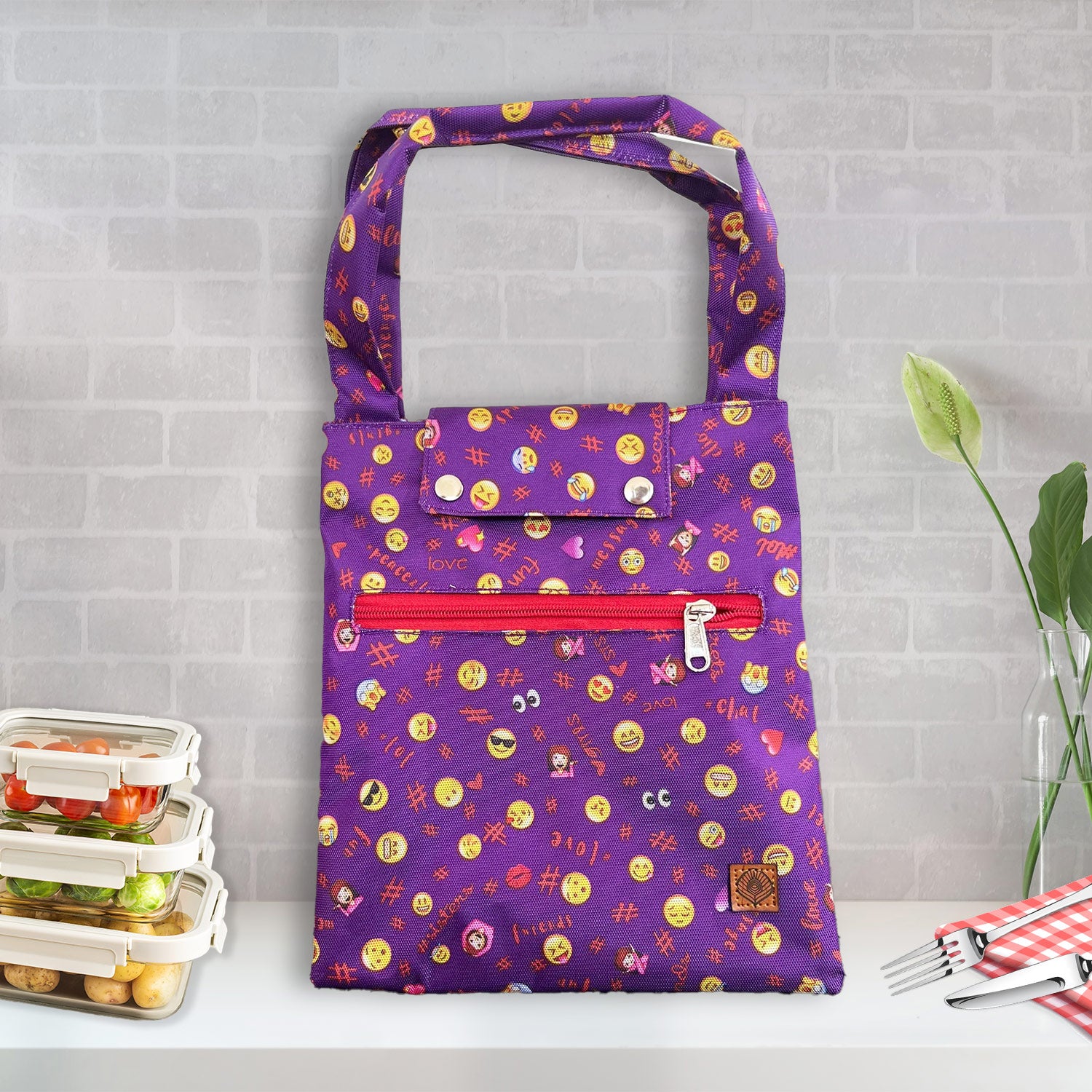 Smiley Purple Dual Purpose Lunch bag