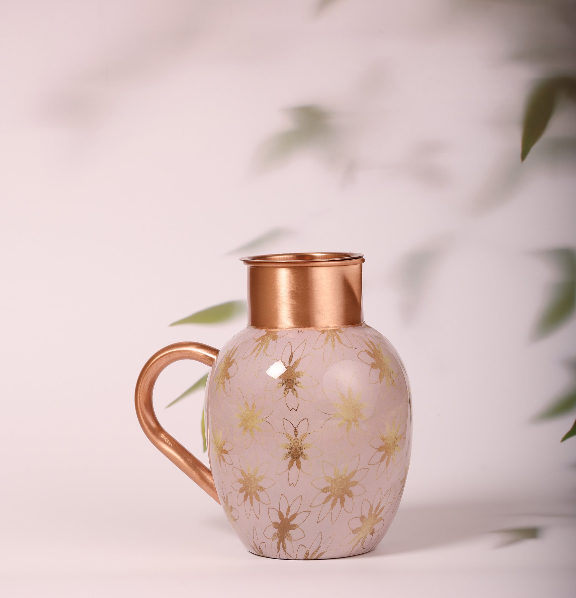Aesthetic Flowers 100% Pure Copper Jug with Glass - 1500 ml
