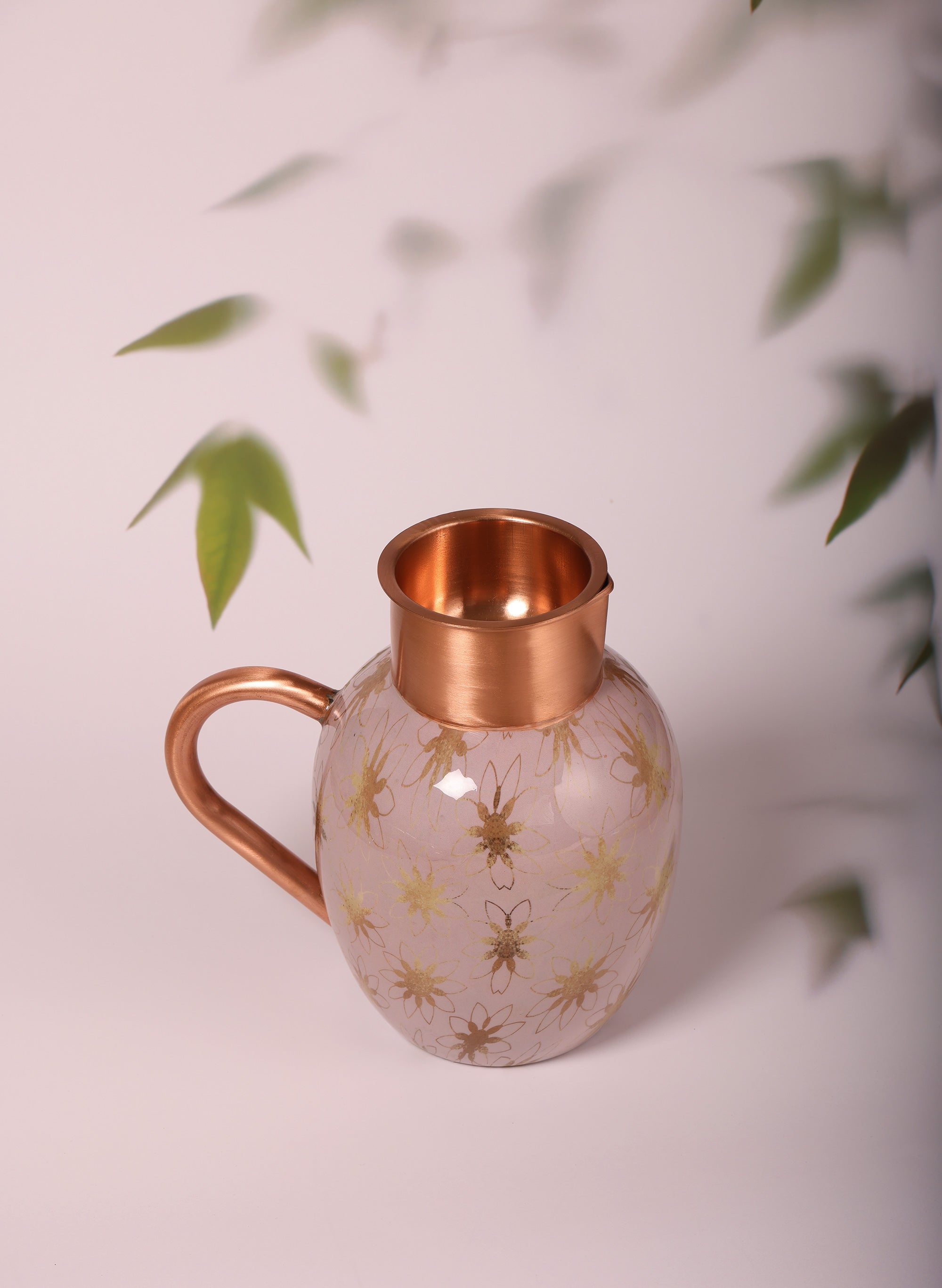 Aesthetic Flowers 100% Pure Copper Jug with Glass - 1500 ml