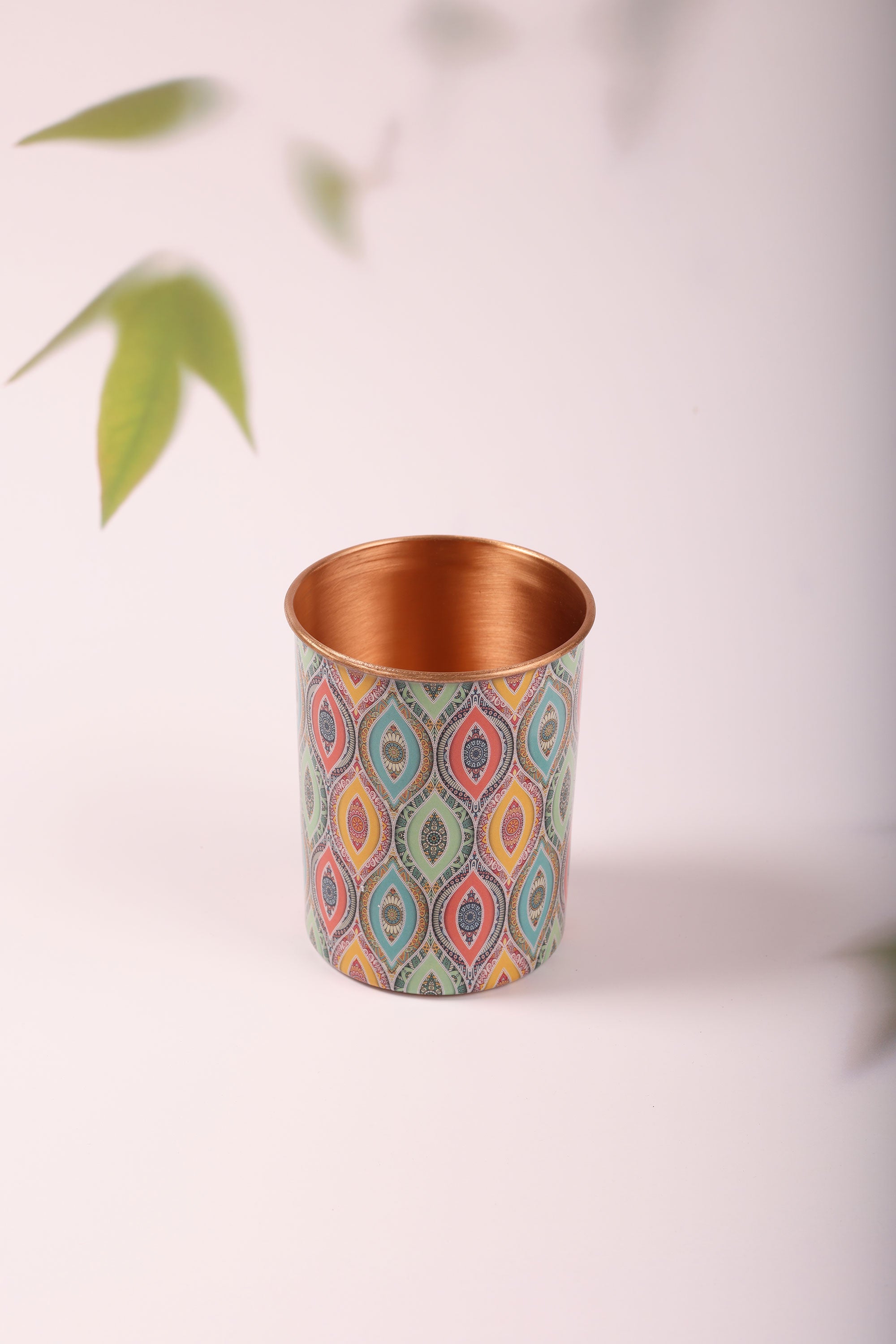 Vibrant Dreams Multicolour 100% Pure Copper Jug with Glass - 1500 ml