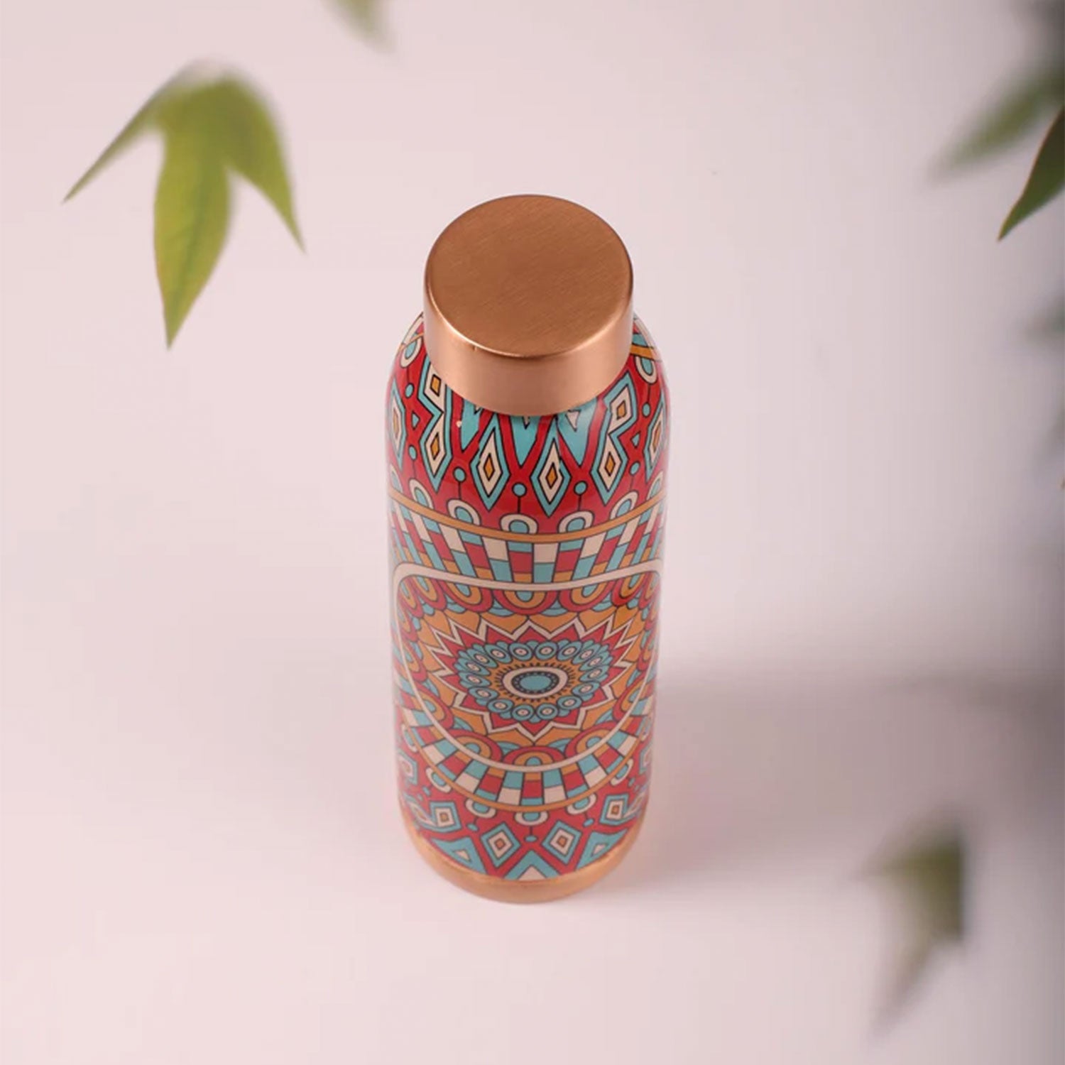 Exotic Mandala Red 100 % Pure Copper Bottle - 1000 ml