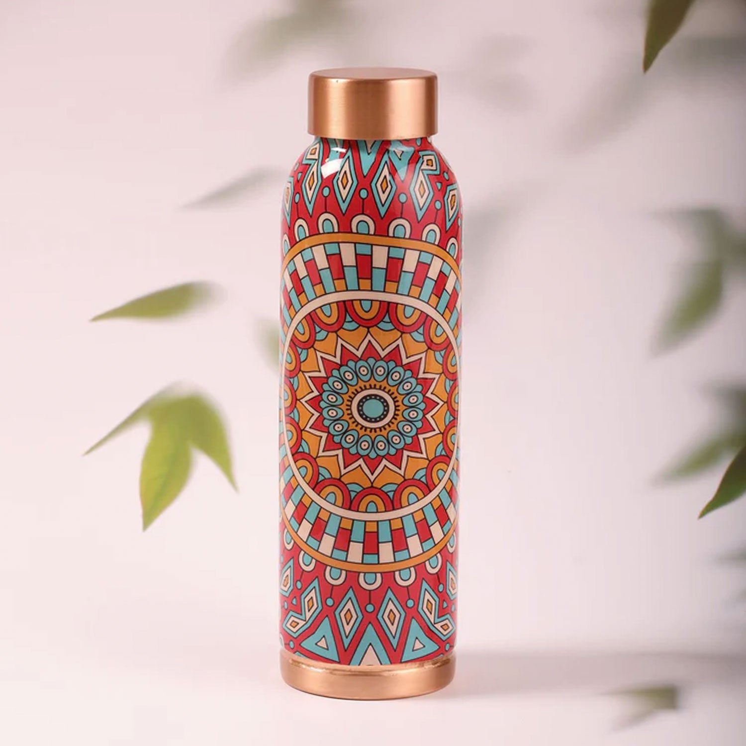 Exotic Mandala Red 100 % Pure Copper Bottle - 1000 ml