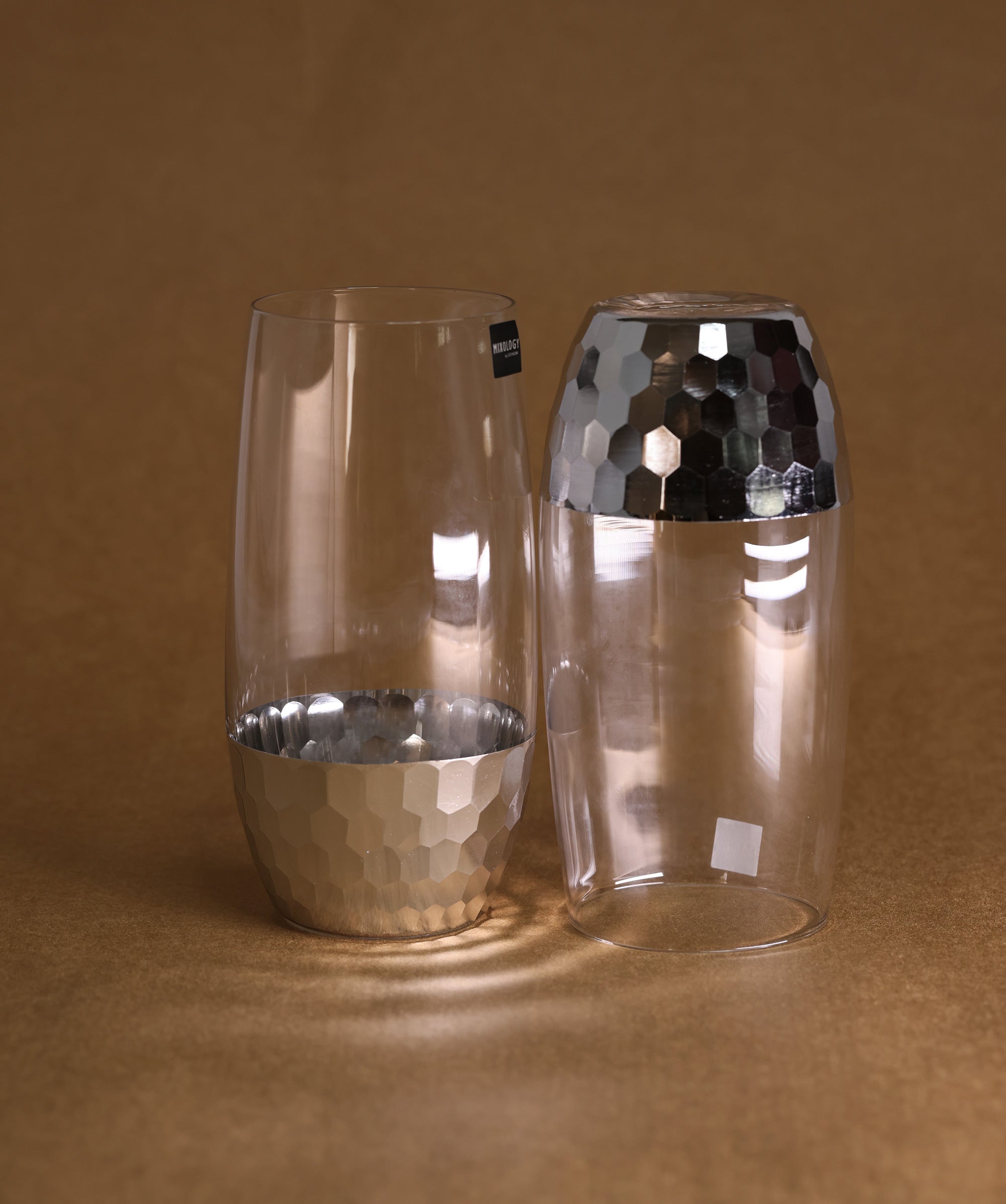 Artful Silver Decorated Drinking Glass For Juice, Cocktails & Drinks - Set of 6 (7 inches height) | Peacoy