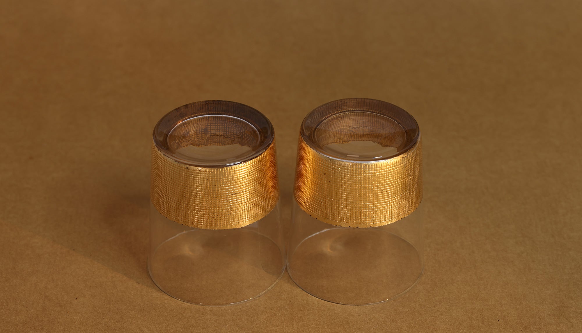 Golden Aesthetic Decorated Drinking Glass  - Set of 6 (4 inches height) | Peacoy