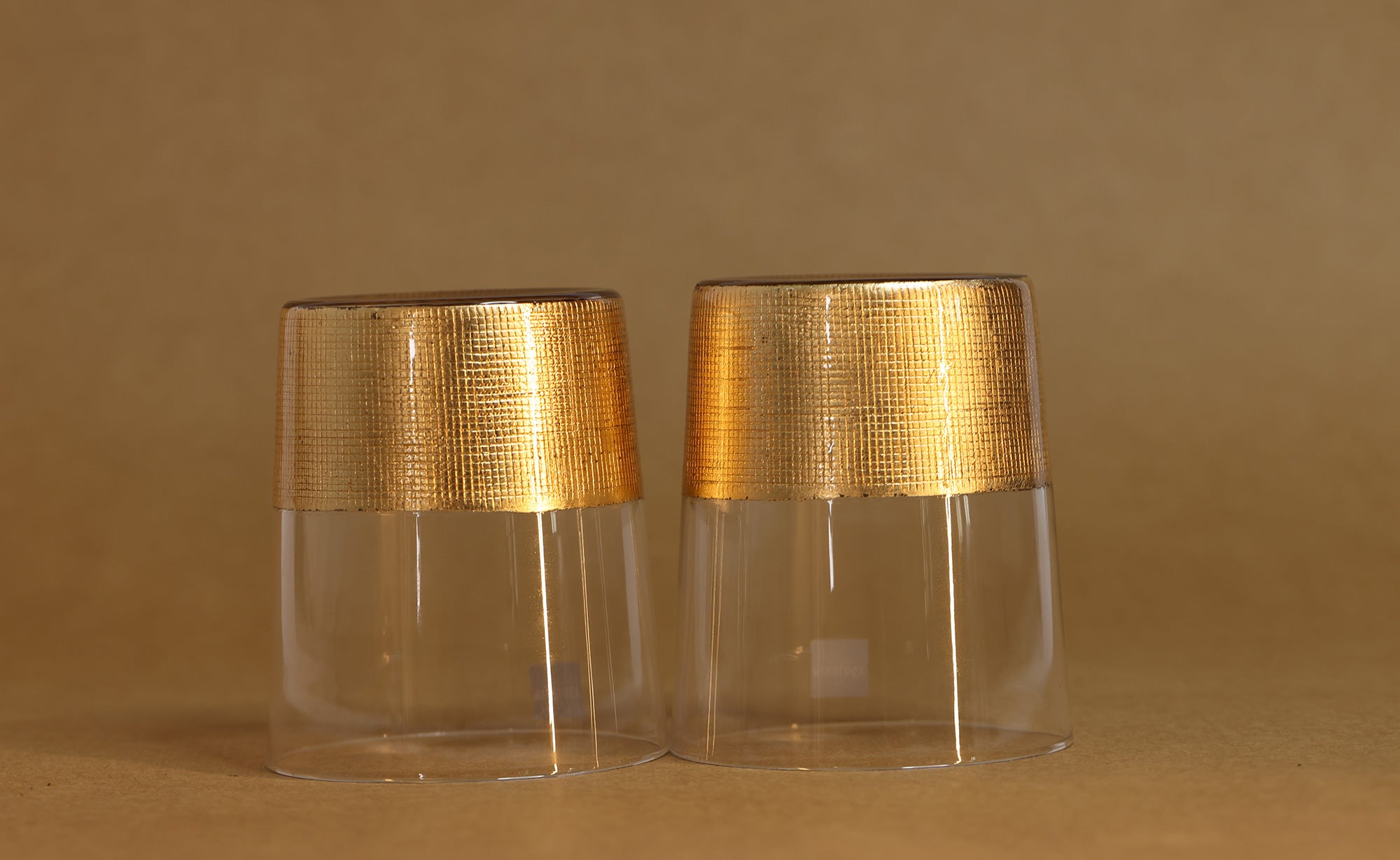 Golden Aesthetic Decorated Drinking Glass  - Set of 6 (4 inches height) | Peacoy