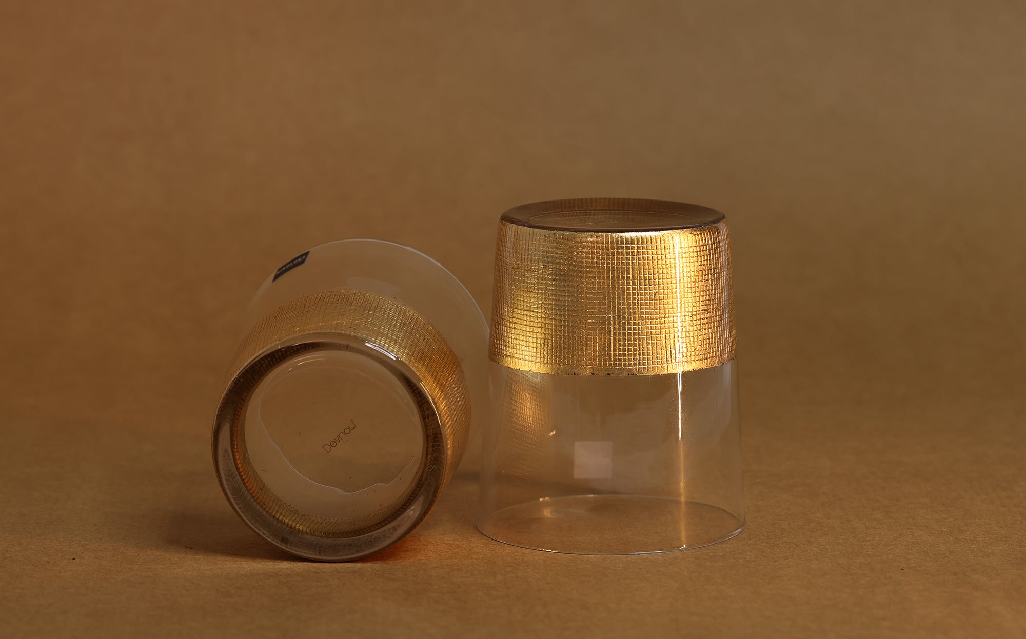 Golden Aesthetic Decorated Drinking Glass  - Set of 6 (4 inches height) | Peacoy