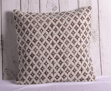 Classic Diamonds Brown Hand Block-Printed 100 % Cotton Cushion Cover - 18 x 18 inches | Peacoy