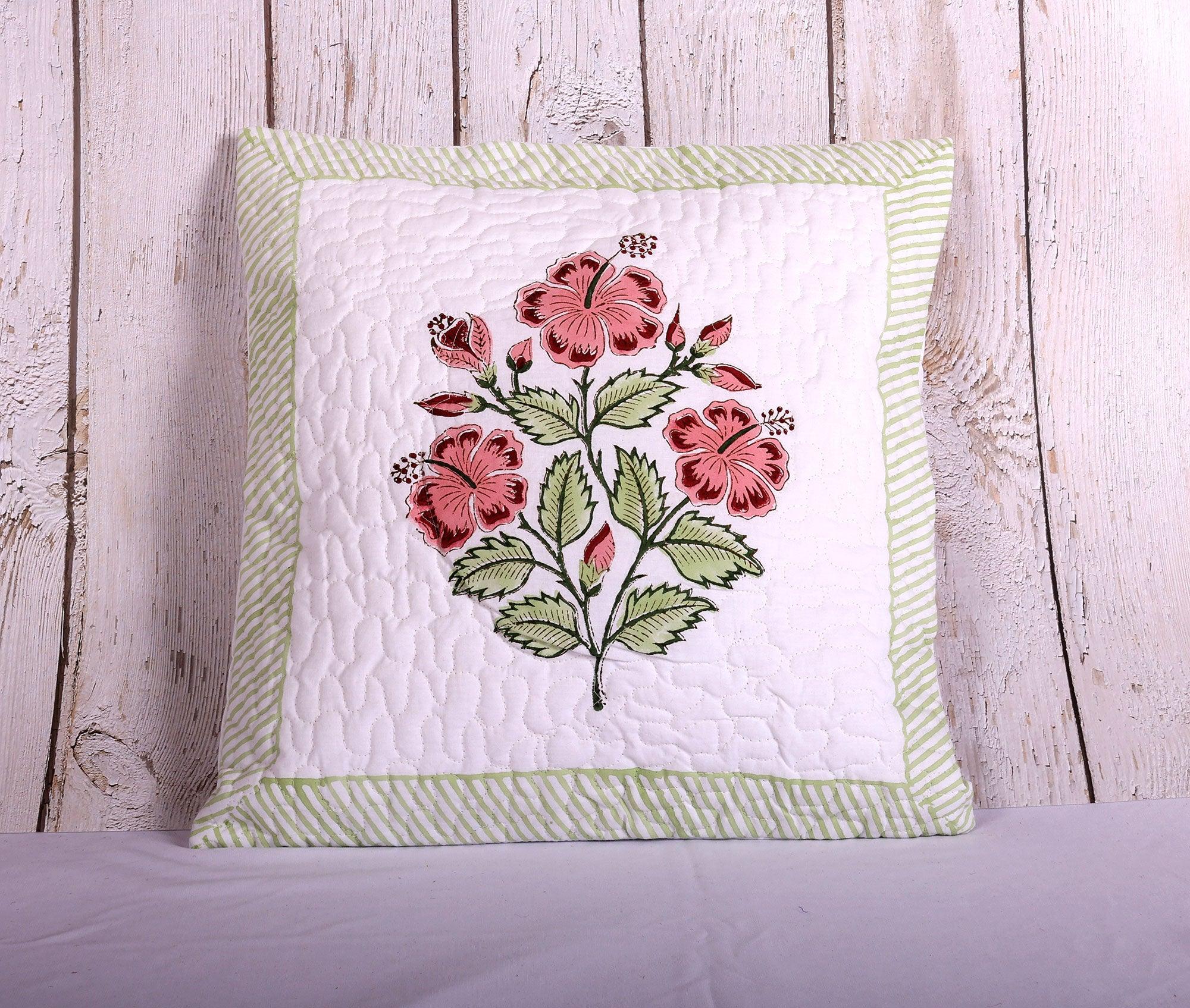 Cushion Cover Hand Blocks Quilted (Product -0X0A8998) - Peacoy