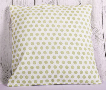 Light Olive Green Polka Dots 100 % Pure Cotton Cushion Cover - 16 x 16 inches | Peacoy