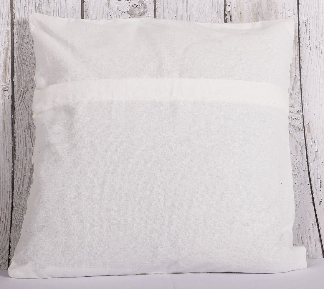 Light Olive Green Polka Dots 100 % Pure Cotton Cushion Cover - 16 x 16 inches | Peacoy