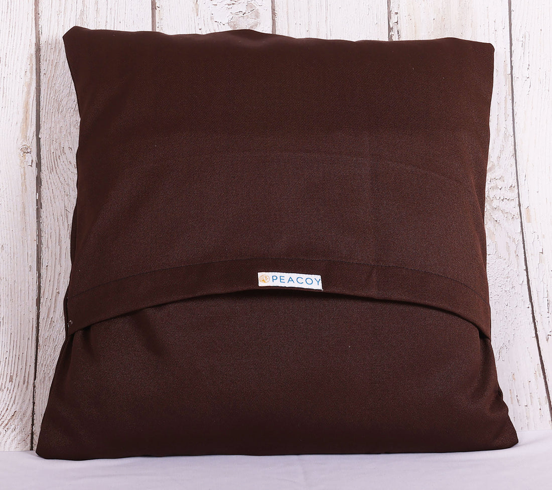 Smiling Giraffe Brown Crochet Cushion Cover - 16 x 16 inches | Peacoy