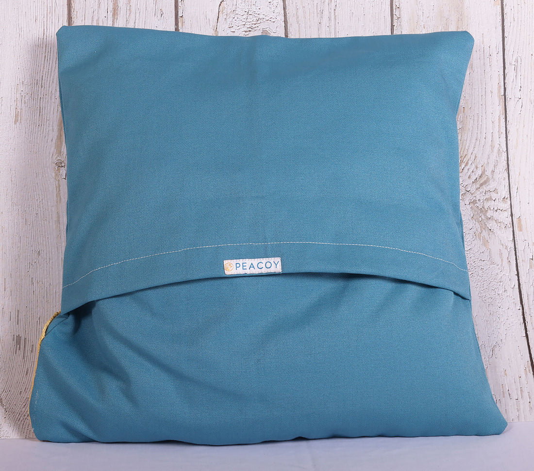 Quirky Fish Blue Crochet Cushion Cover - 16 x 16 inches | Peacoy