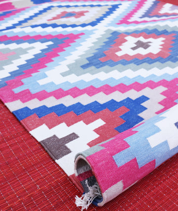 Unicorn Spirit Multicolor 100 % Cotton Flat Weaves Rug - 6 ft x 4 ft