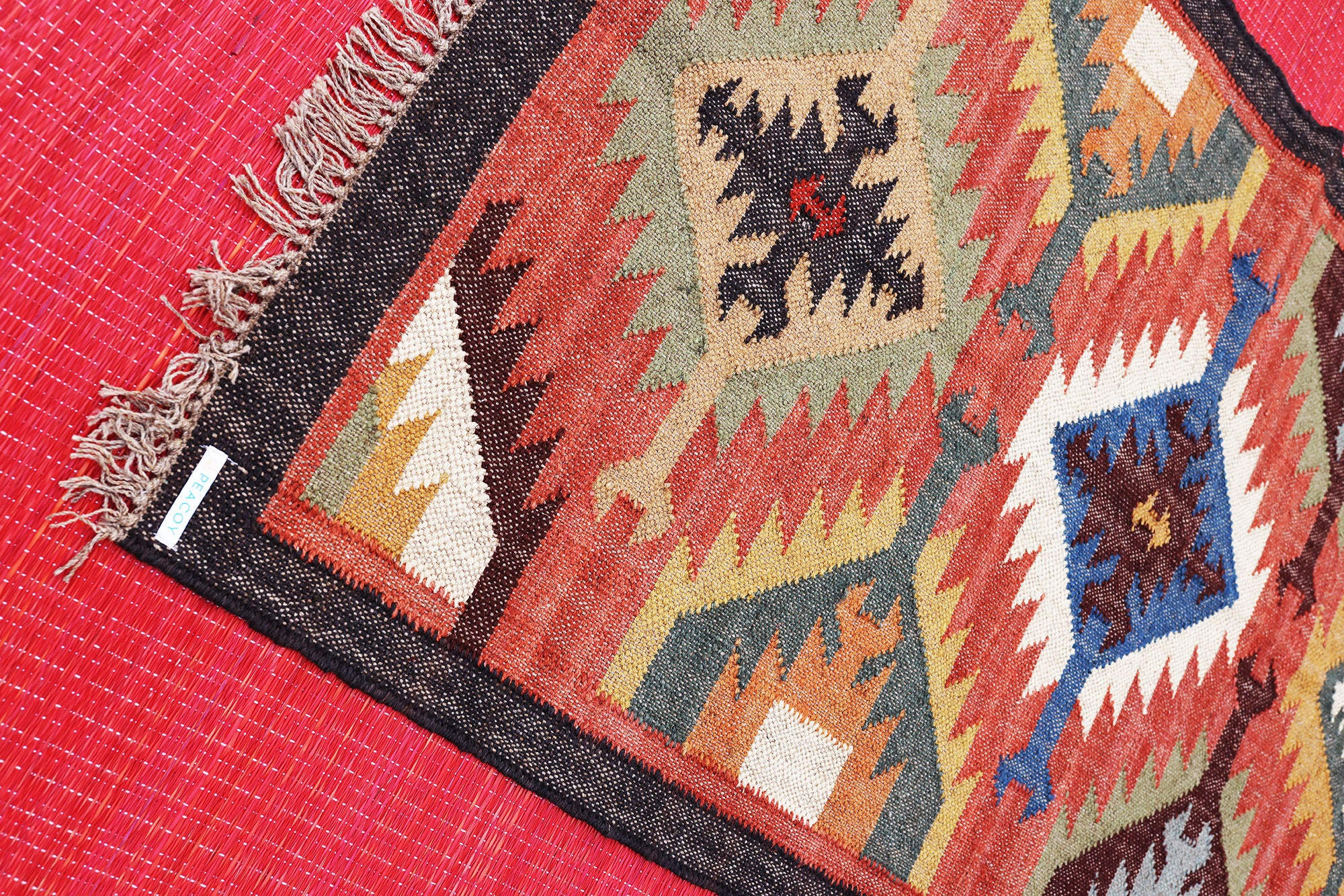 Ethno-Chic Premium Multicolor Wool Jute Kilim Rug - 5 ft x 3 ft