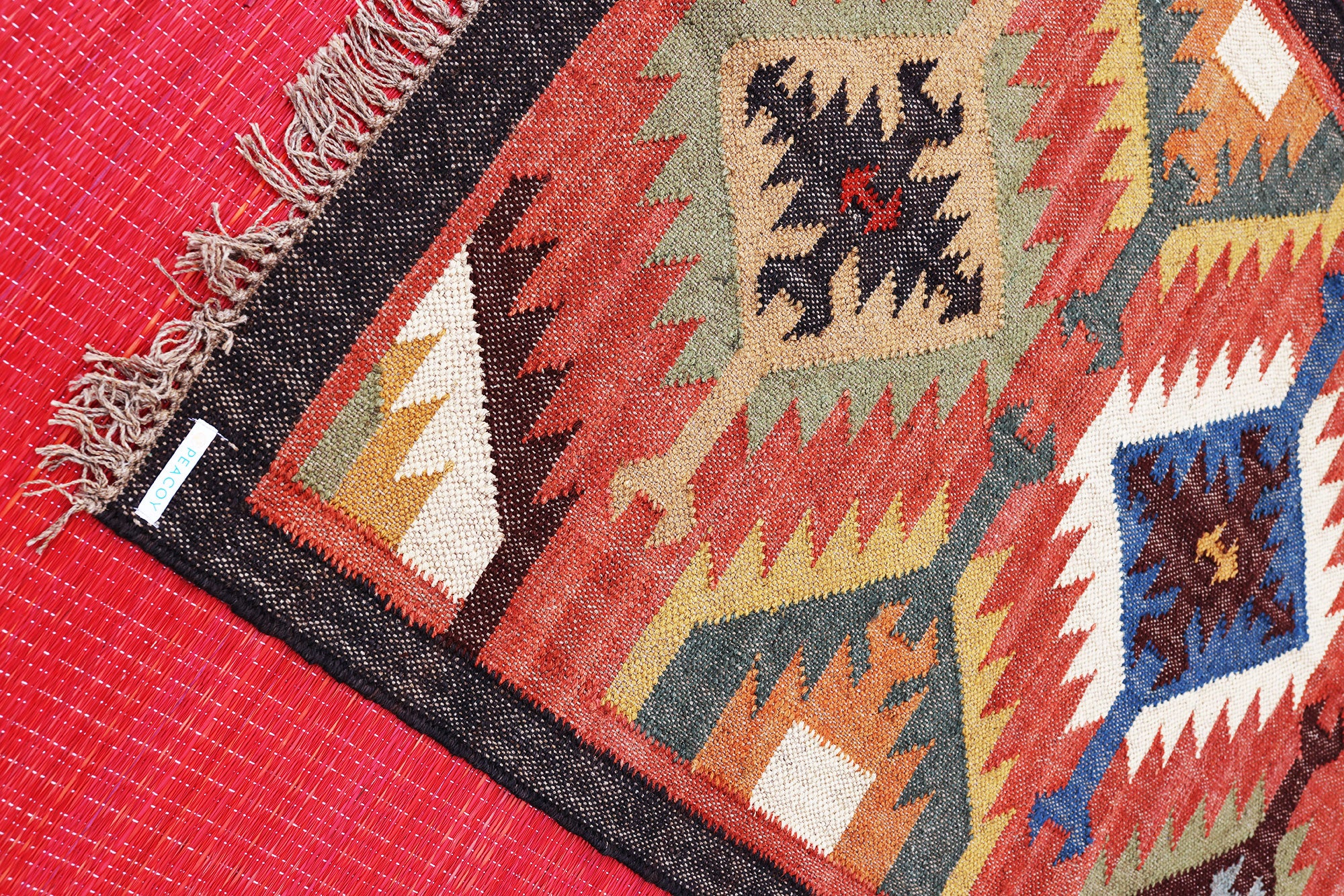 Ethno-Chic Premium Multicolor Wool Jute Kilim Rug - 5 ft x 3 ft