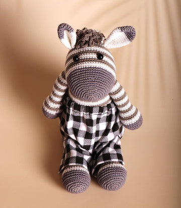 Cute Zebra Soft Crochet Toy - 8 x 4 inches | Peacoy