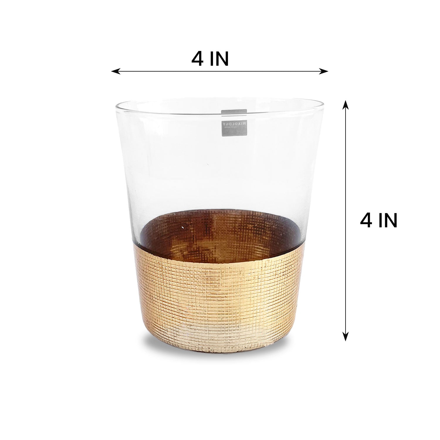 Golden Aesthetic Decorated Drinking Glass  - Set of 6 (4 inches height) | Peacoy