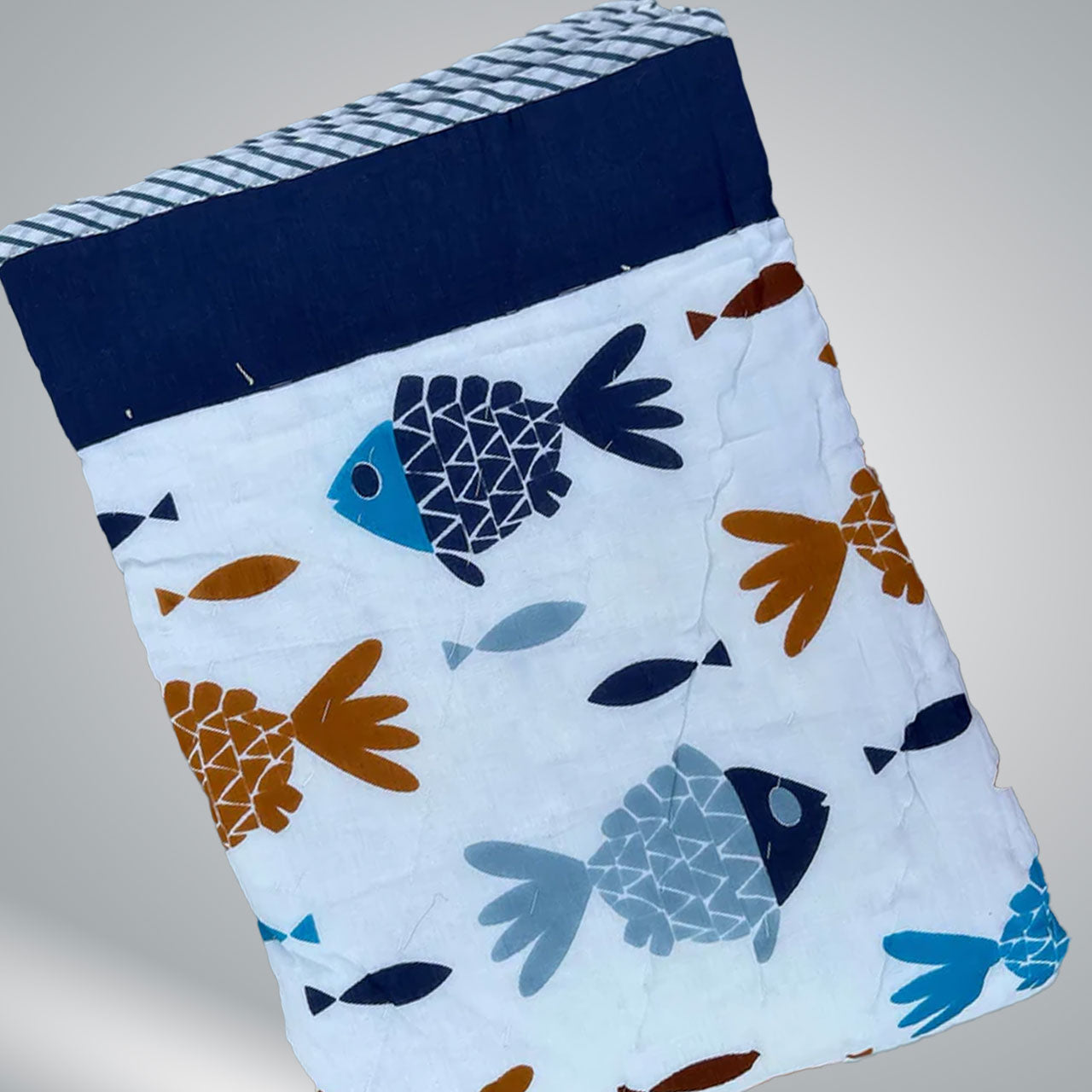 Multicolor Fishes Cotton Printed Quilt - 60 inches x 40 inches