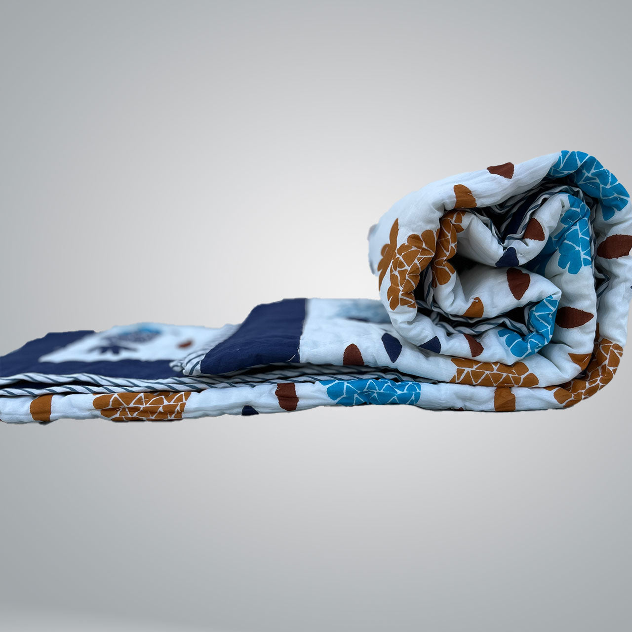 Multicolor Fishes Cotton Printed Quilt - 60 inches x 40 inches